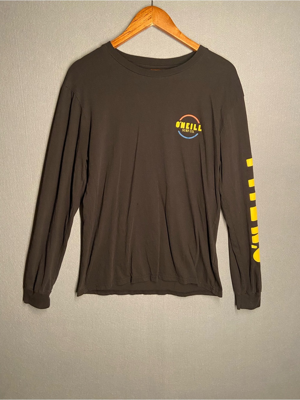 O'Neill Long Sleeve Logo Tee - Black with Yellow Accents